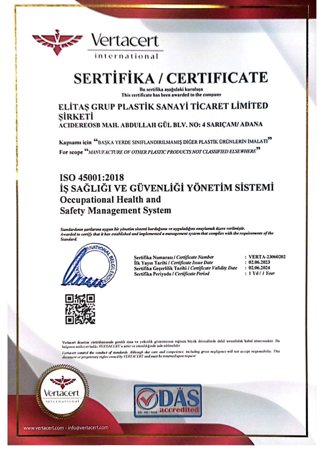 ISO 45001:2018 İŞ SAĞLIĞI VE GÜVENLİĞİ YÖNETİM SİSTEMİ